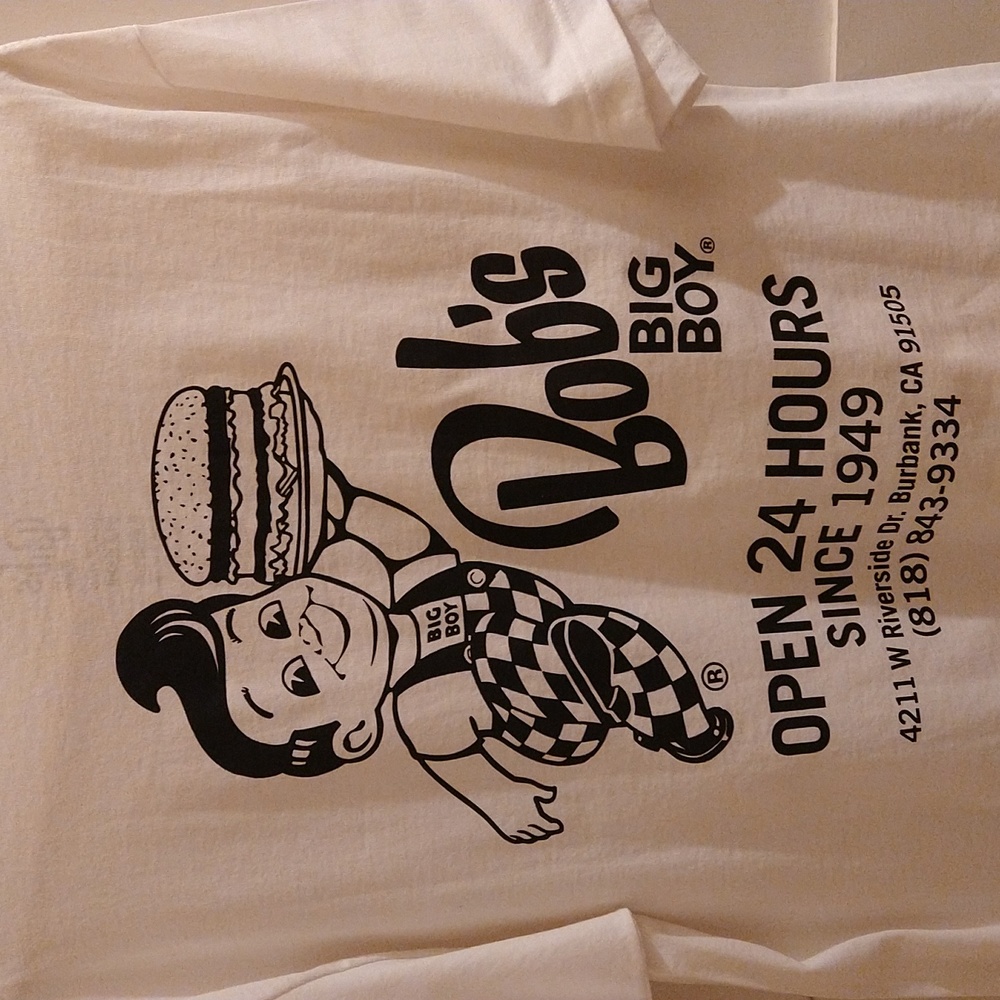 NWOT Bobs Big Boy men's black and white graphic tee Sz L